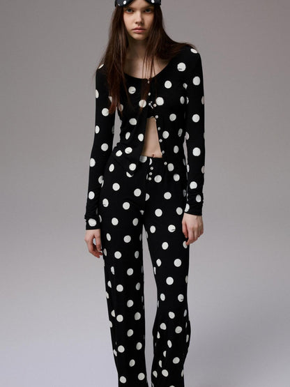 1JINN STUDIO Playful Contrast Polka Dot Lace Trim Wireless Women&