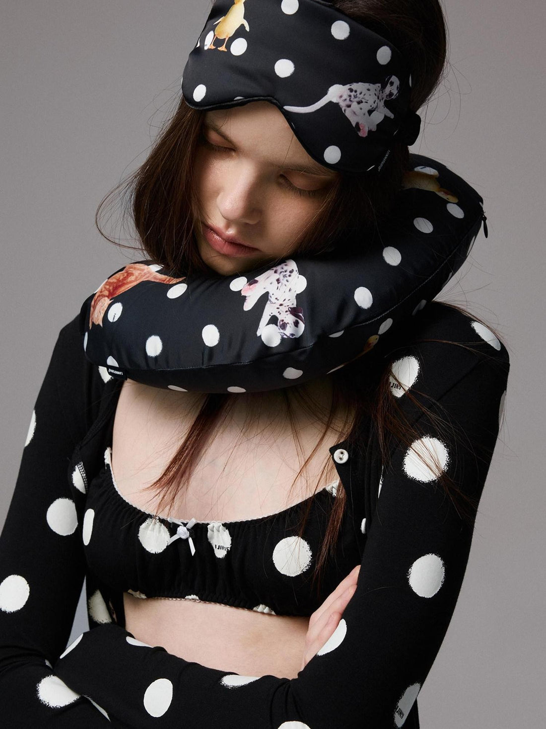 1JINN STUDIO Playful Contrast Polka Dot Lace Trim Wireless Women&