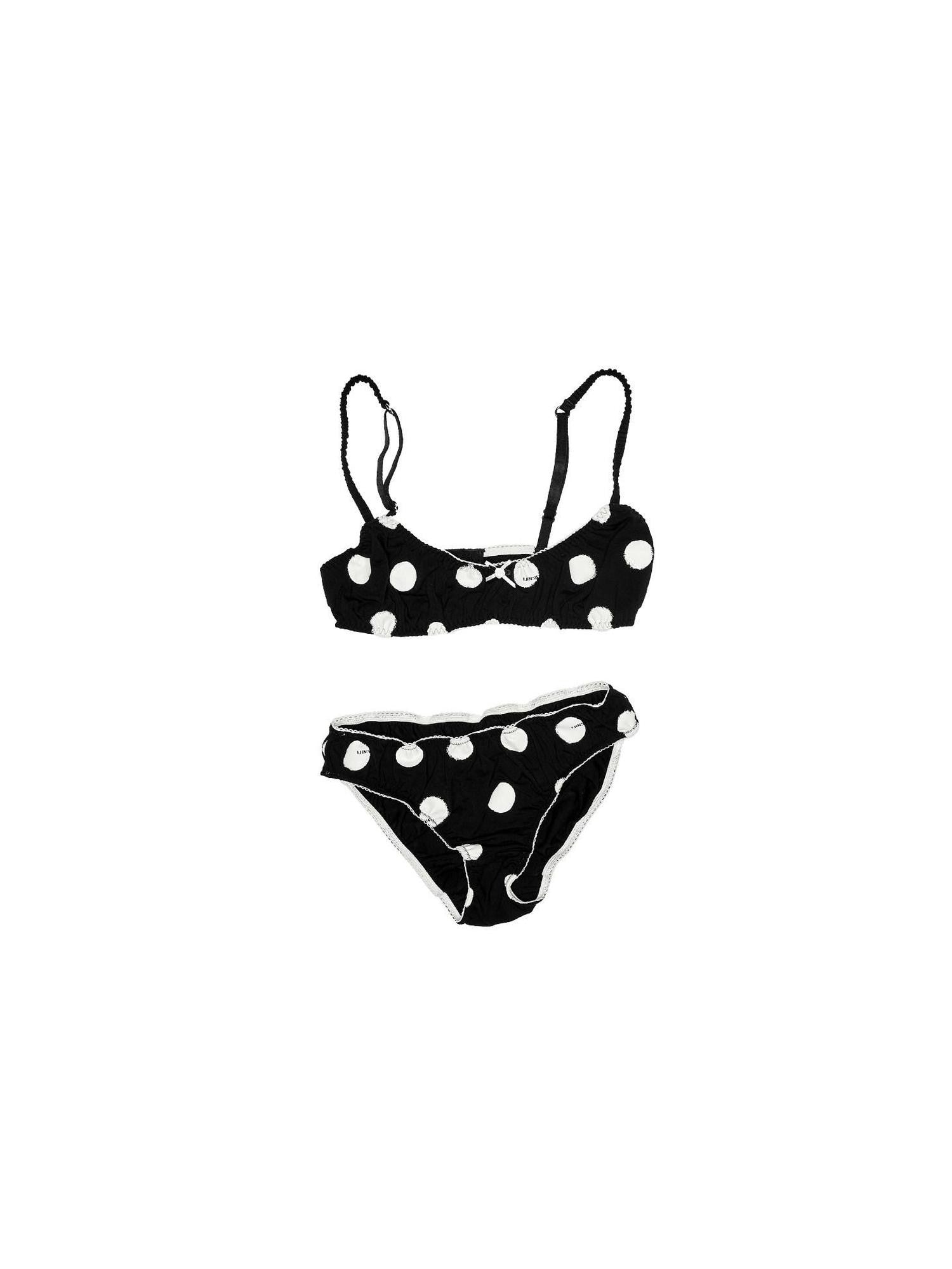 1JINN STUDIO Playful Contrast Polka Dot Lace Trim Wireless Women&