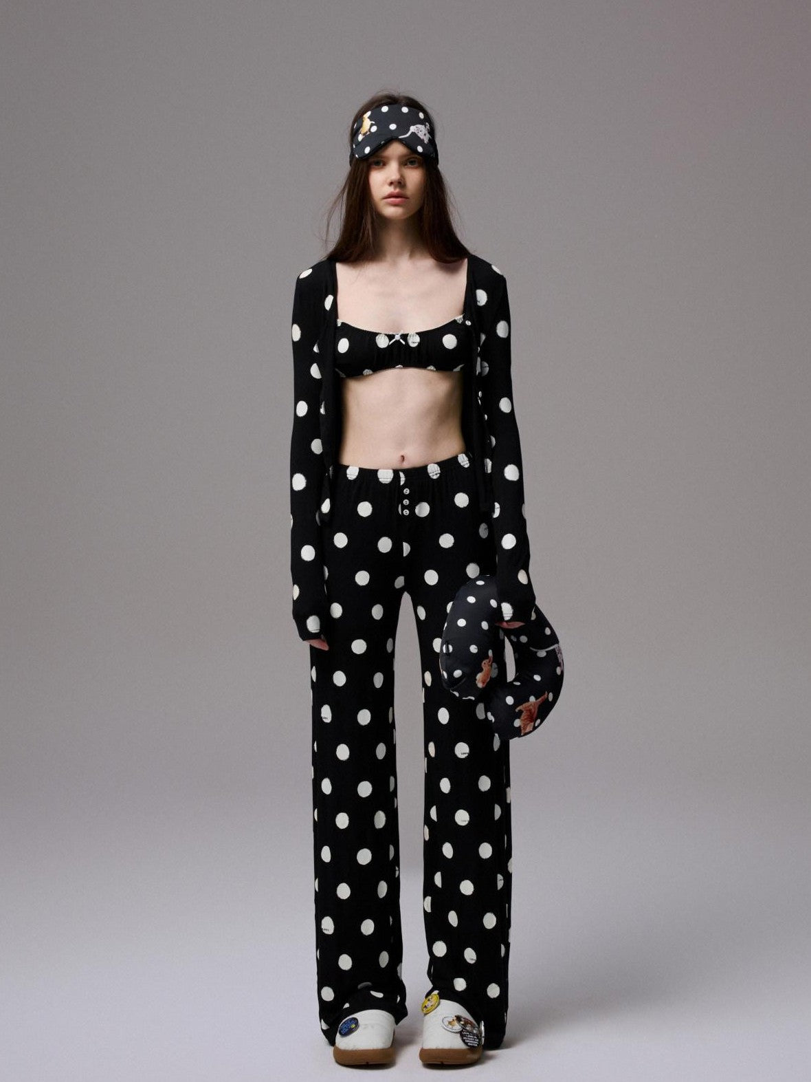1JINN STUDIO Playful Contrast Polka Dot Lace Trim Wireless Women&