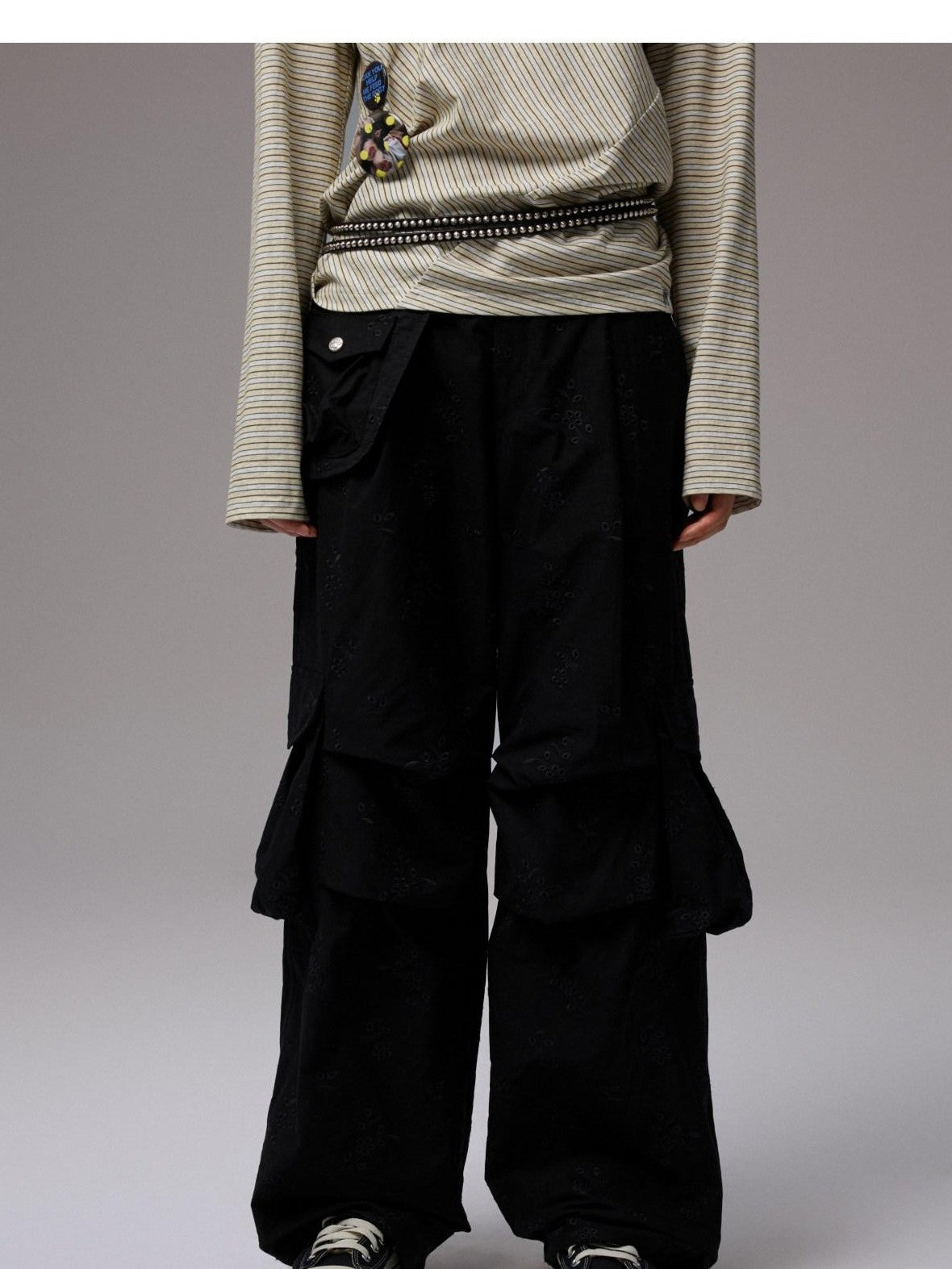 1JINN STUDIO Pleated Balloon Embroidered Multi Pocket Women&