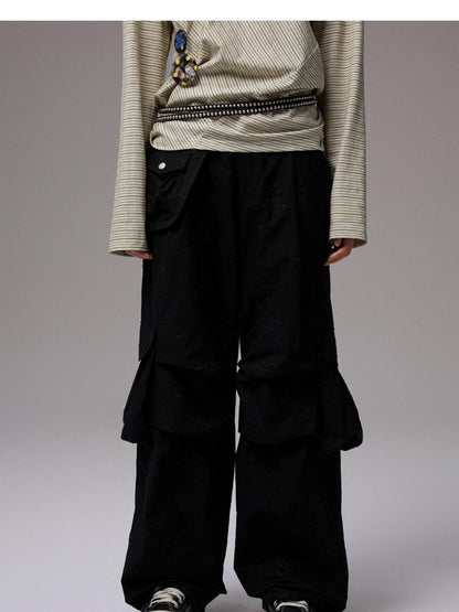 1JINN STUDIO Pleated Balloon Embroidered Multi Pocket Women&
