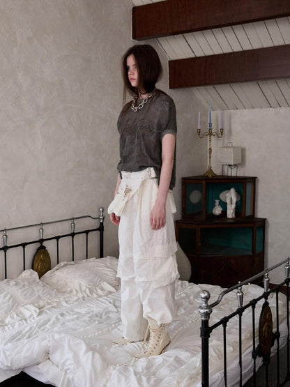 1JINN STUDIO Pleated Balloon Embroidered Multi Pocket Women&