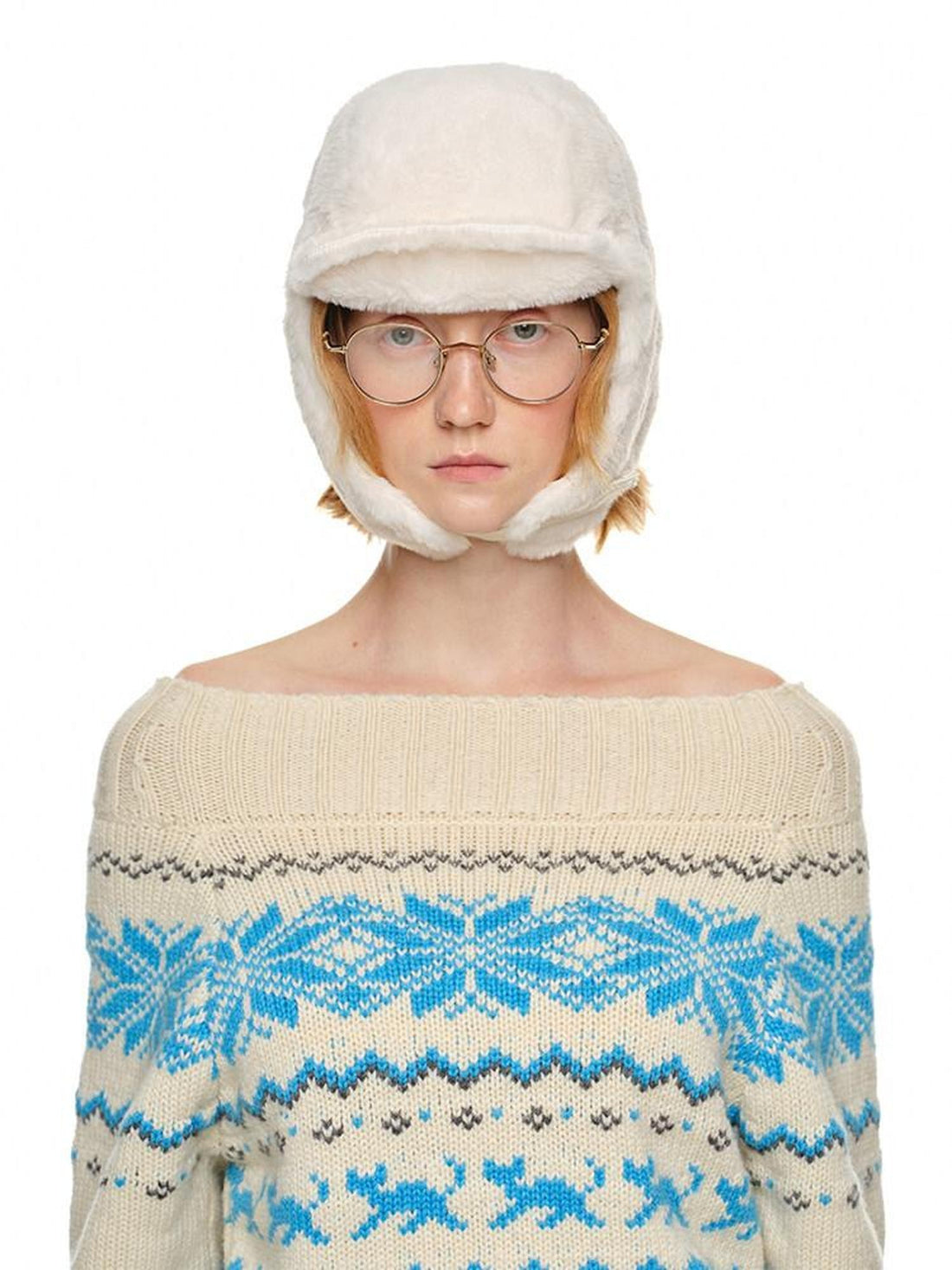 1JINN STUDIO Plush Multicolor Earflap Aviator Women&