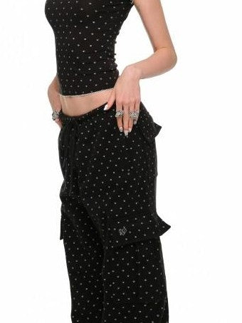 1JINN STUDIO Polka Dot Cat Paw Crew Neck Slim Fit Short Sleeve Women&