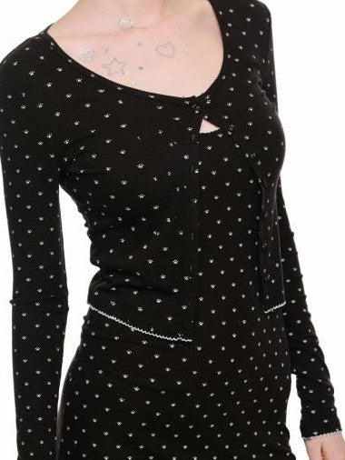 1JINN STUDIO Polka Dot Cat Paw Print Slimming Relaxed Fit Women&