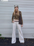1JINN STUDIO Polka Dot Openwork Distressed Slim Short Women&