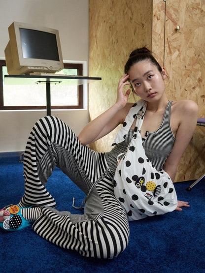 1JINN STUDIO Polka Dot Pleated Drawstring Beaded Dumpling Women&
