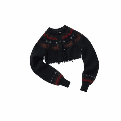 1JINN_STUDIO_Pony_Jacquard_Knit_Short_Cardigan_High_Waist_Women&