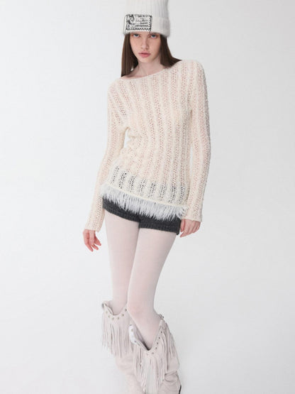 1JINN STUDIO Pony Jacquard Knit Short Cardigan High Waist Women&