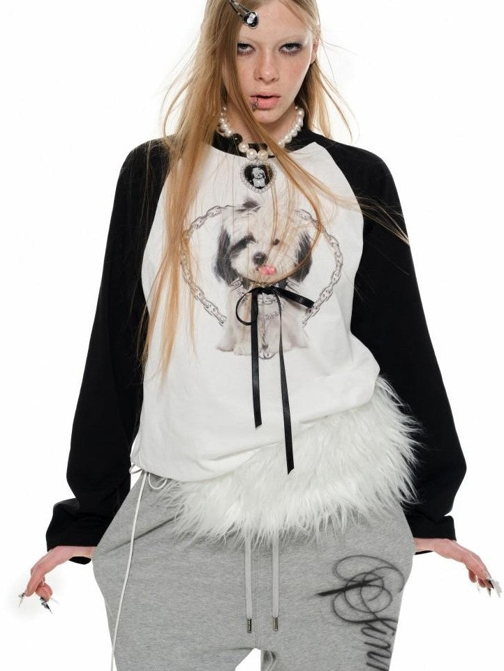 1JINN STUDIO Printed Striped Colorblock Raglan Sleeve Women&