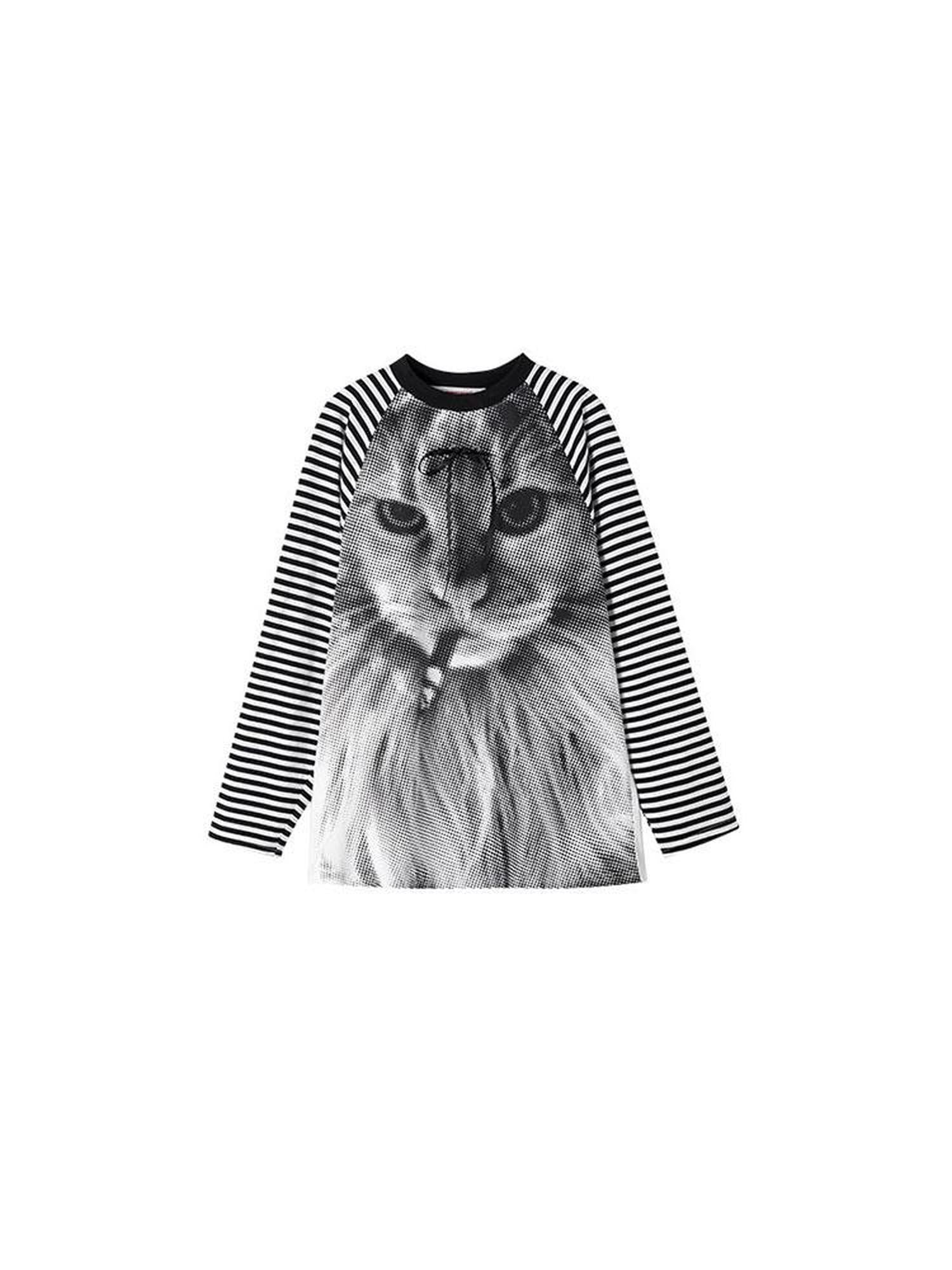 1JINN STUDIO Printed Striped Colorblock Raglan Sleeve Women&