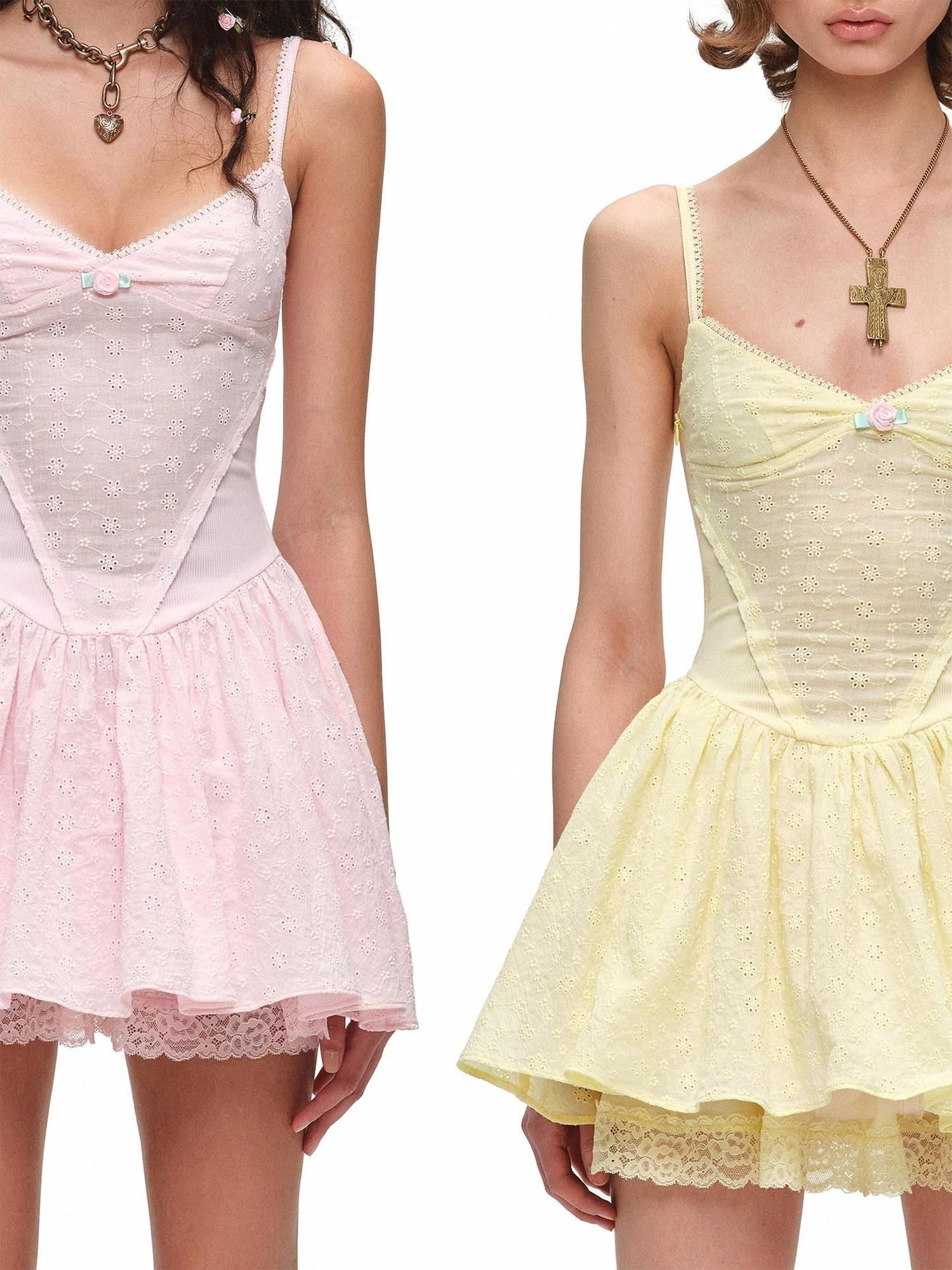 1JINN STUDIO Puff Jacquard Cinched Waist V-neck Strappy Women&