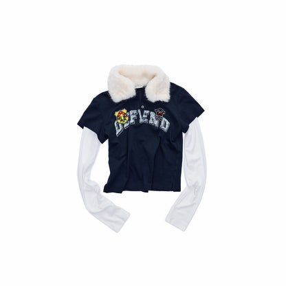 1JINN_STUDIO_Rabbit_Fur_Collar_Faux_Layered_Badge_Print_Women&
