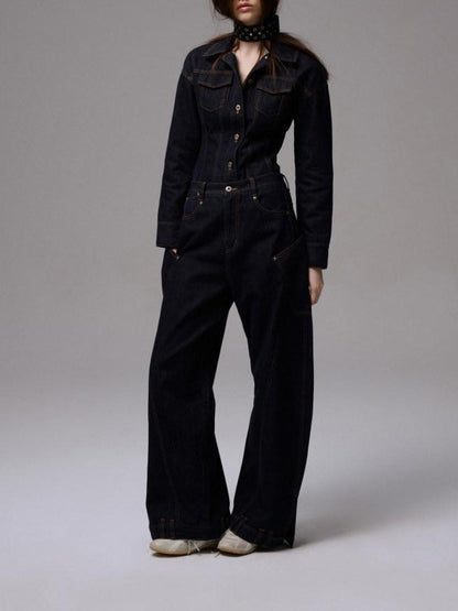 1JINN STUDIO Raw Denim Deconstructed Embroidered Low Rise Women&