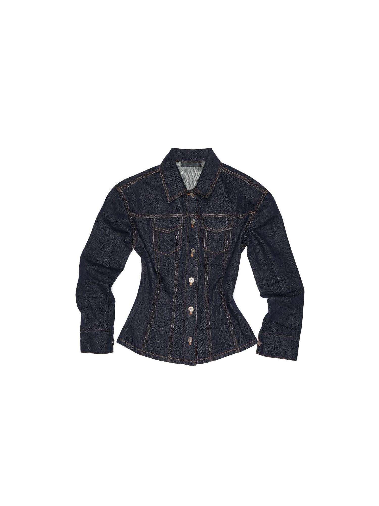 1JINN STUDIO Raw Denim Deconstructed Wide Shoulder Women&