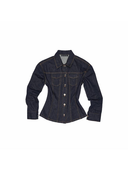 1JINN STUDIO Raw Denim Deconstructed Wide Shoulder Women&
