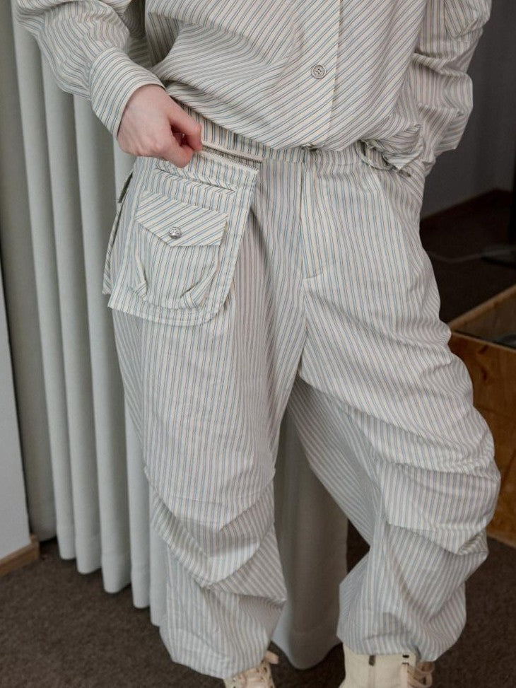 1JINN STUDIO Relaxed Asymmetrical Striped Bud Hem Women&