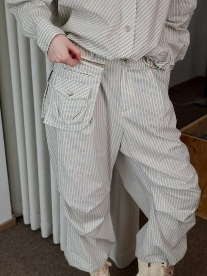 1JINN STUDIO Relaxed Asymmetrical Striped Bud Hem Women&