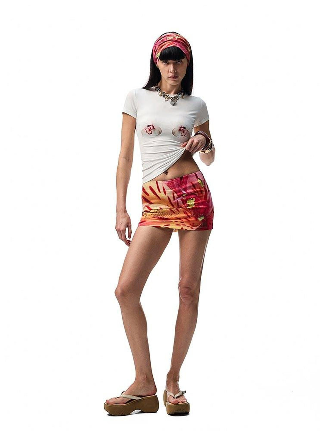 1JINN STUDIO Relaxed Resort Floral Allover Print Slimming Hip Hugging Women&