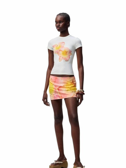 1JINN STUDIO Relaxed Resort Floral Allover Print Slimming Hip Hugging Women&