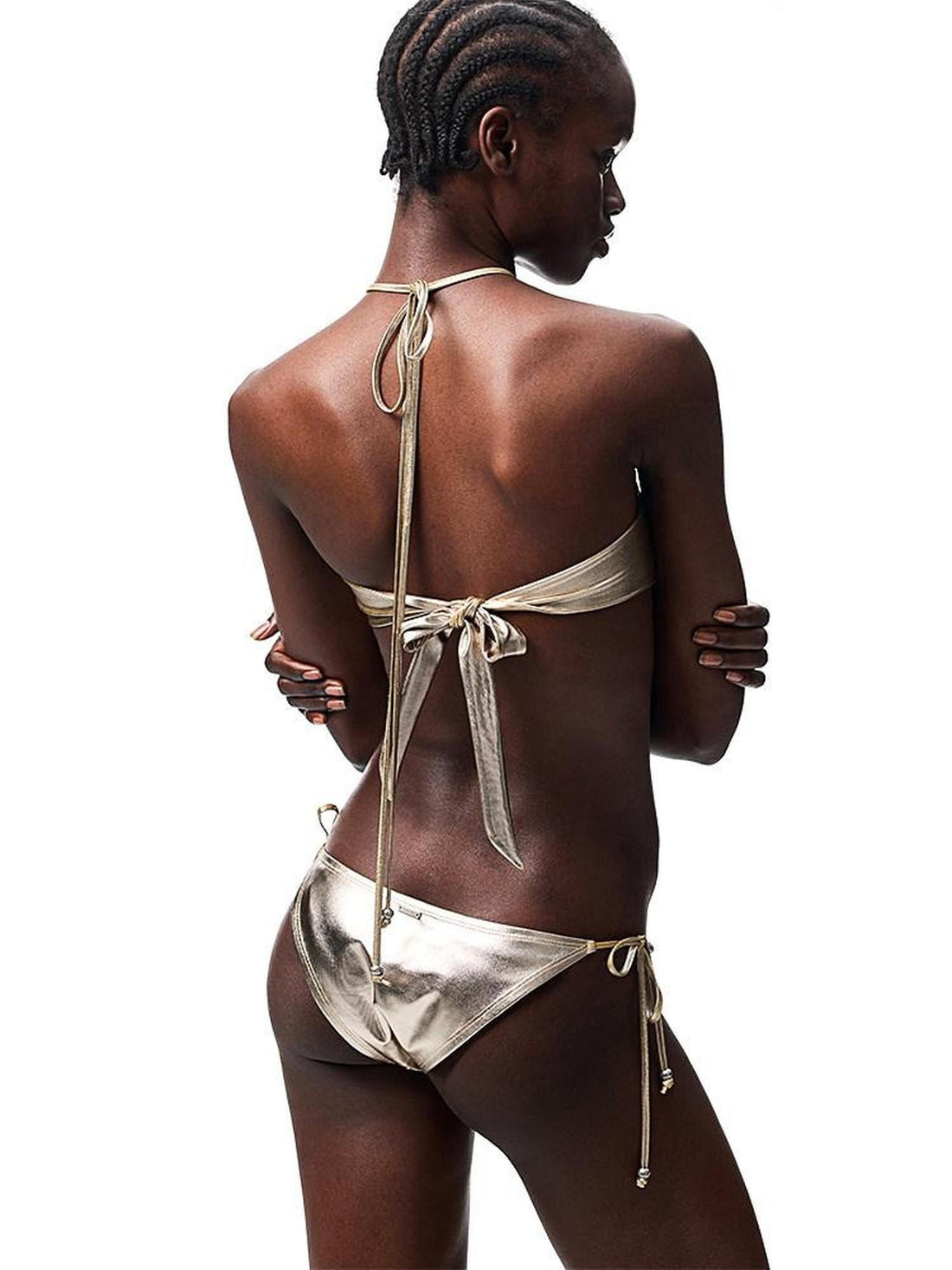 1JINN STUDIO Resort Laidback Metal Flower Halter Women&