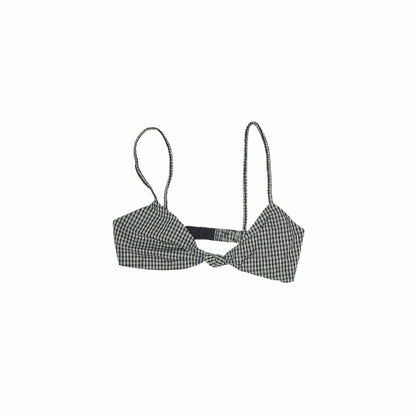 1JINN_STUDIO_Retro_Colorblock_Plaid_Knotted_Asymmetric_Double_Cross_Wireless_Women&