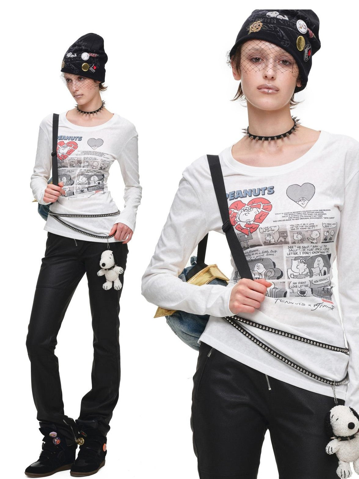 1JINN STUDIO Retro Comic Distressed Cutout Waist Women&