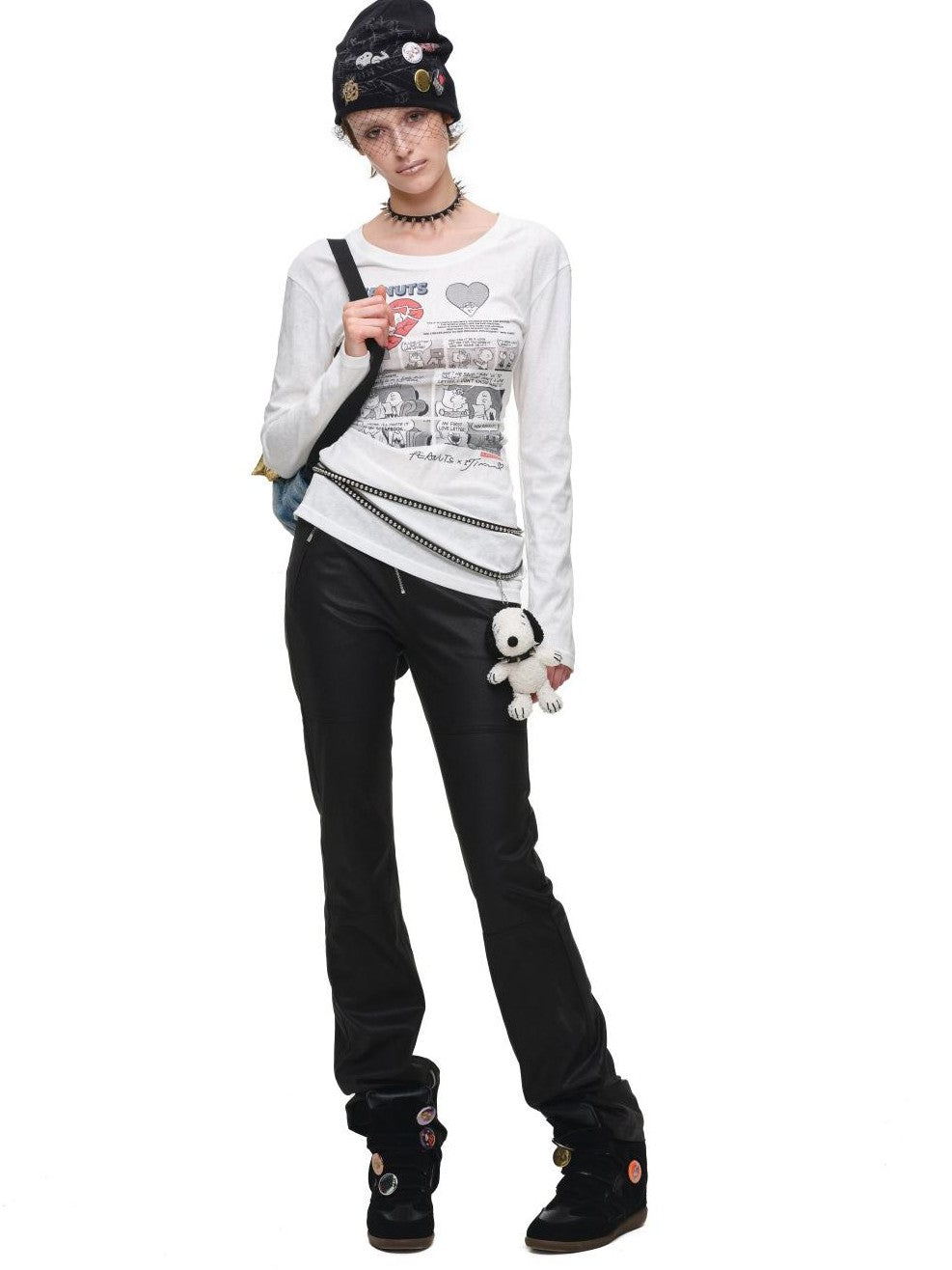 1JINN STUDIO Retro Comic Distressed Cutout Waist Women&