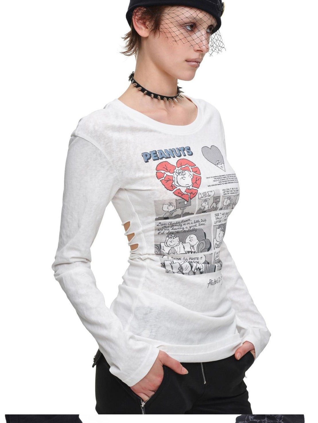 1JINN STUDIO Retro Comic Distressed Cutout Waist Women&