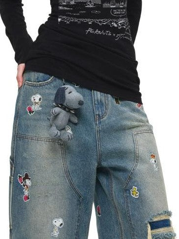 1JINN STUDIO Retro Comic Distressed Cutout Waist Women&