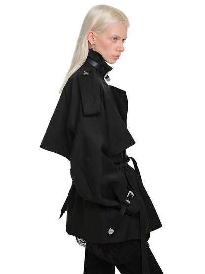 1JINN STUDIO Retro Double Breasted Belted Large Lapel Mid Length Women&