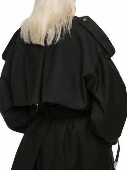 1JINN STUDIO Retro Double Breasted Belted Large Lapel Mid Length Women&