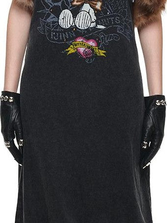 1JINN STUDIO Retro Large Print Washed Rhinestone Women&