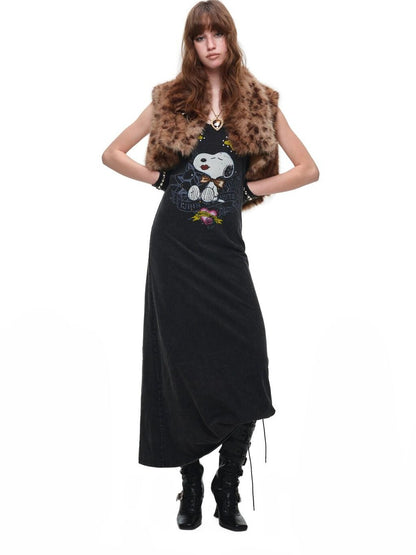1JINN STUDIO Retro Large Print Washed Rhinestone Women&