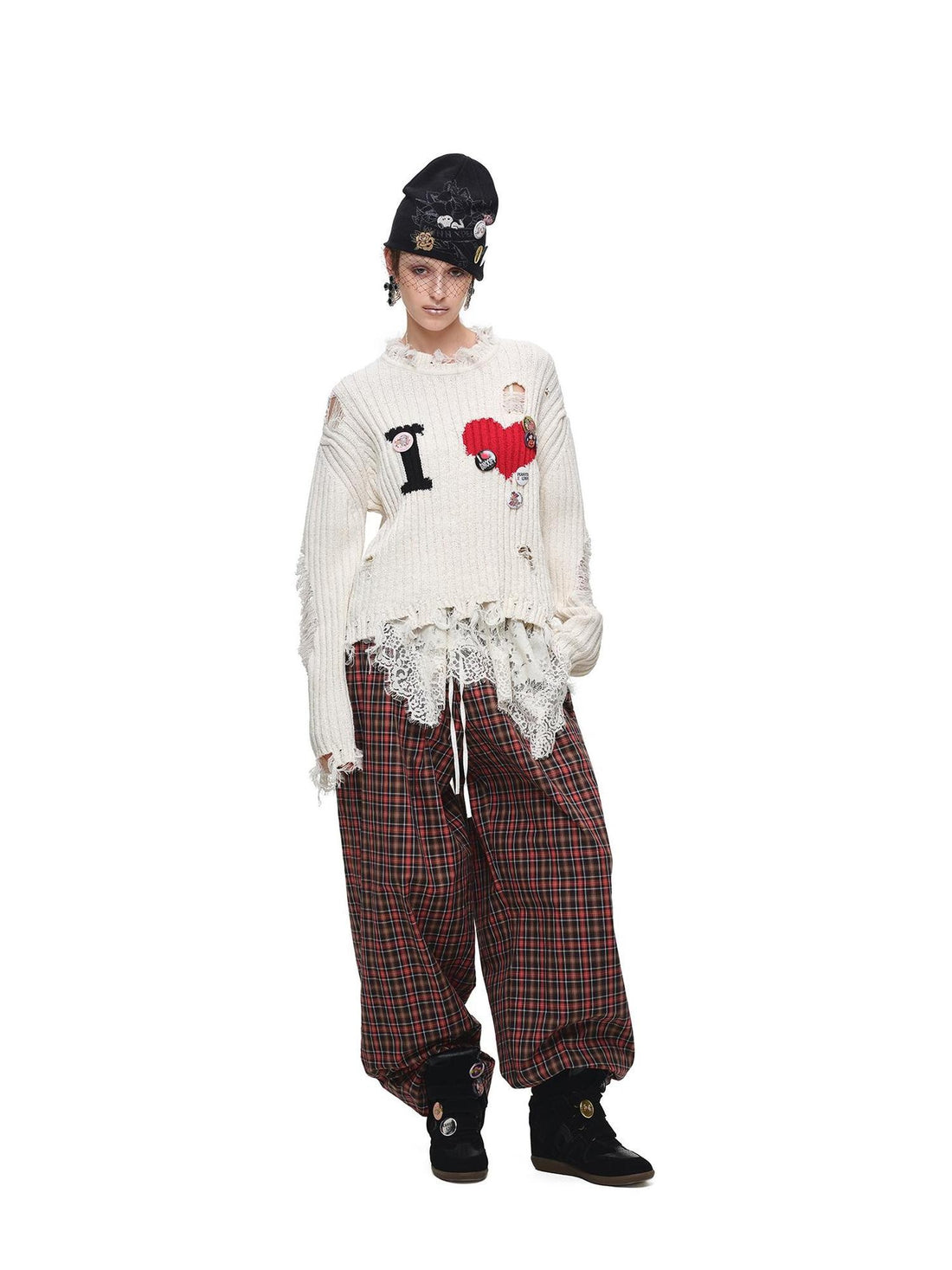 1JINN STUDIO Retro Plaid Color Block Patchwork Women&