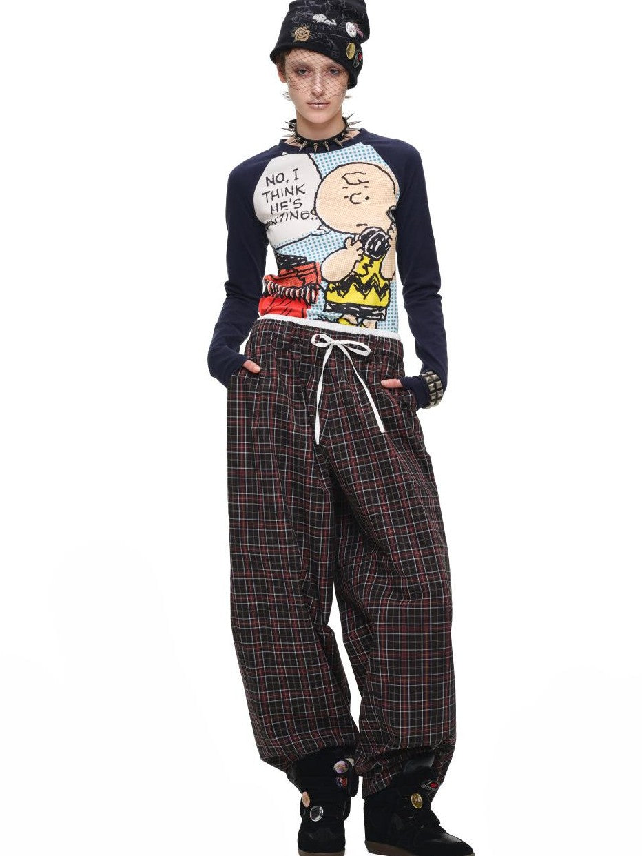 1JINN STUDIO Retro Plaid Color Block Patchwork Women&