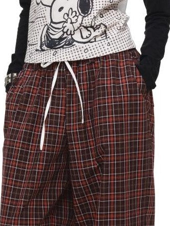 1JINN STUDIO Retro Plaid Color Block Patchwork Women&
