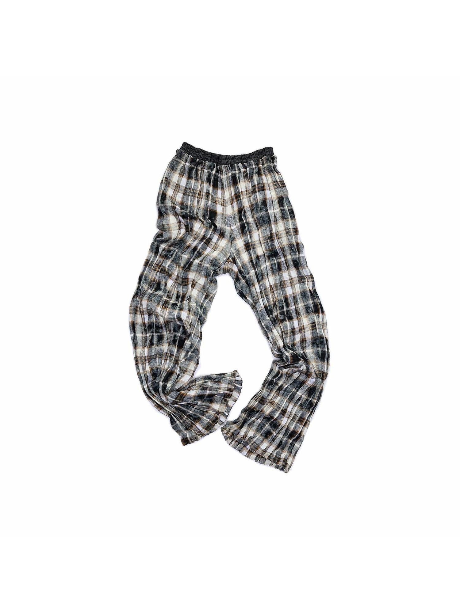 1JINN STUDIO Retro Plaid Crinkled Waist Panel Women&