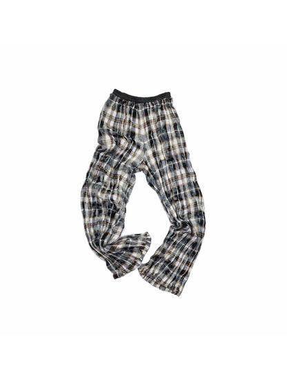 1JINN STUDIO Retro Plaid Crinkled Waist Panel Women&