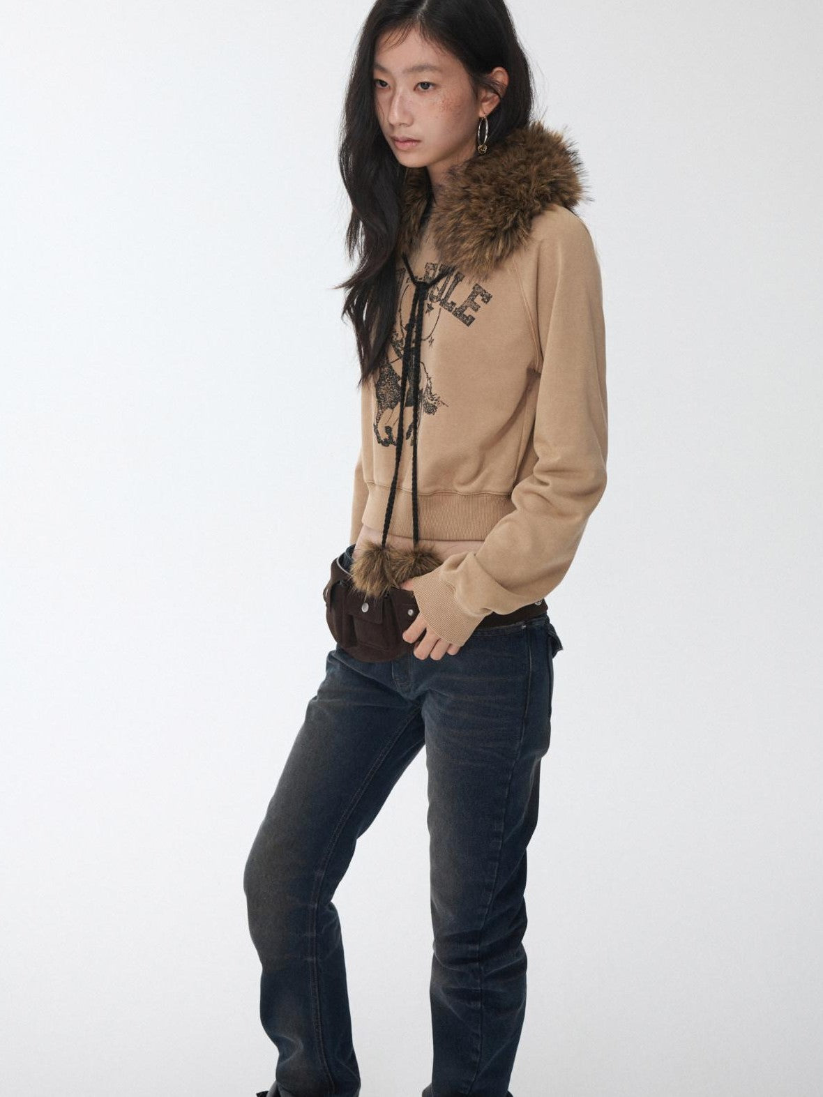 1JINN STUDIO Reversible Pompom Tie Convertible Earmuff Collar Women&