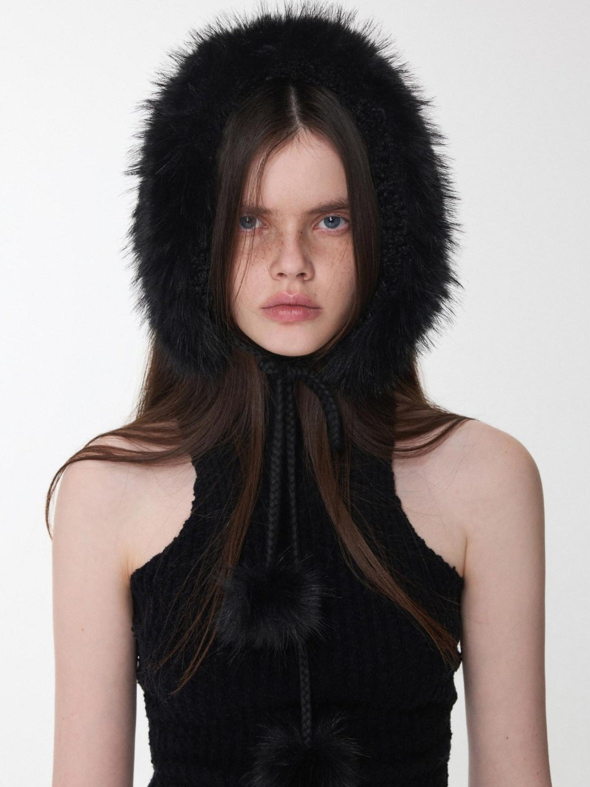 1JINN STUDIO Reversible Pompom Tie Convertible Earmuff Collar Women&