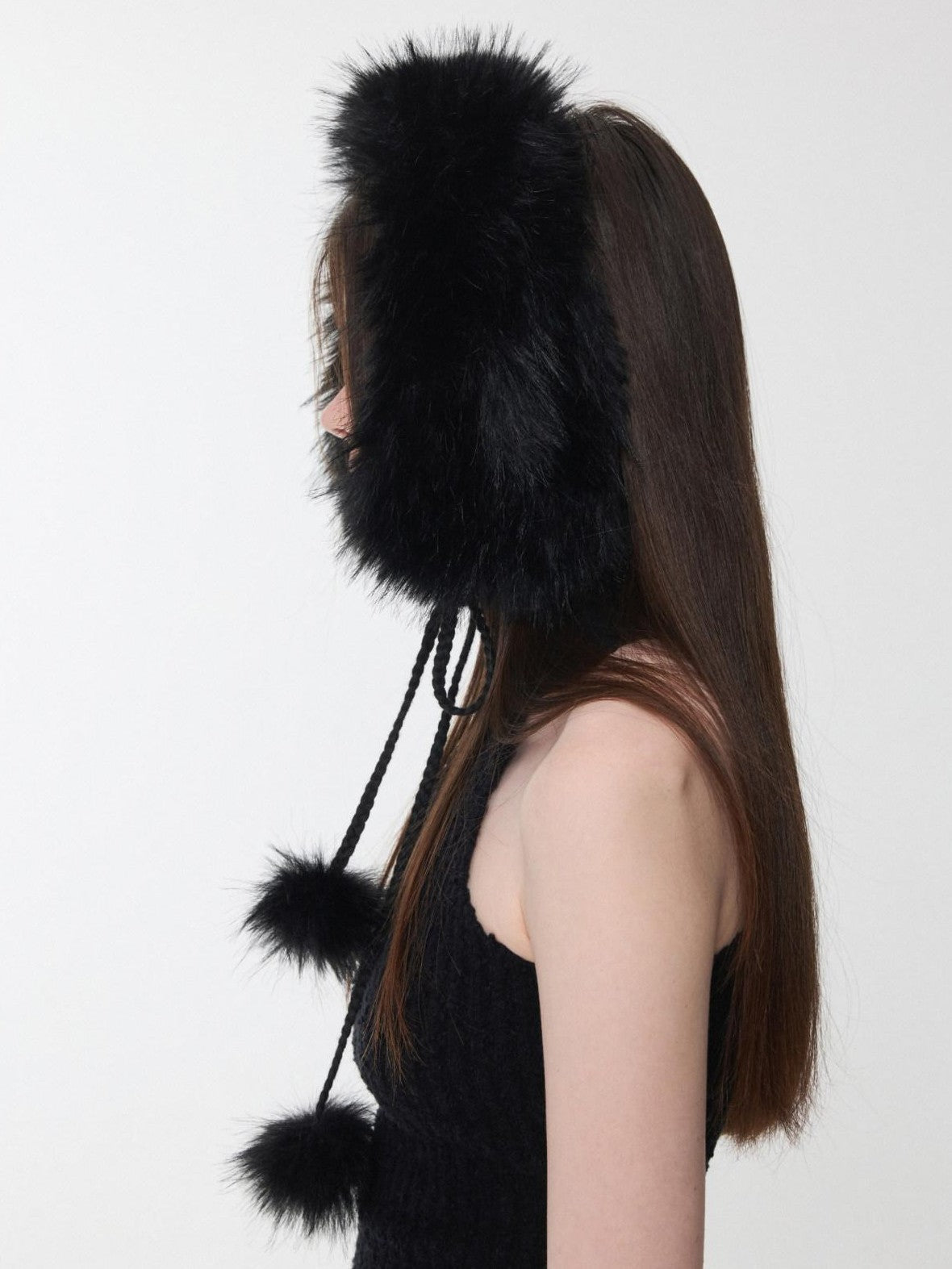 1JINN STUDIO Reversible Pompom Tie Convertible Earmuff Collar Women&