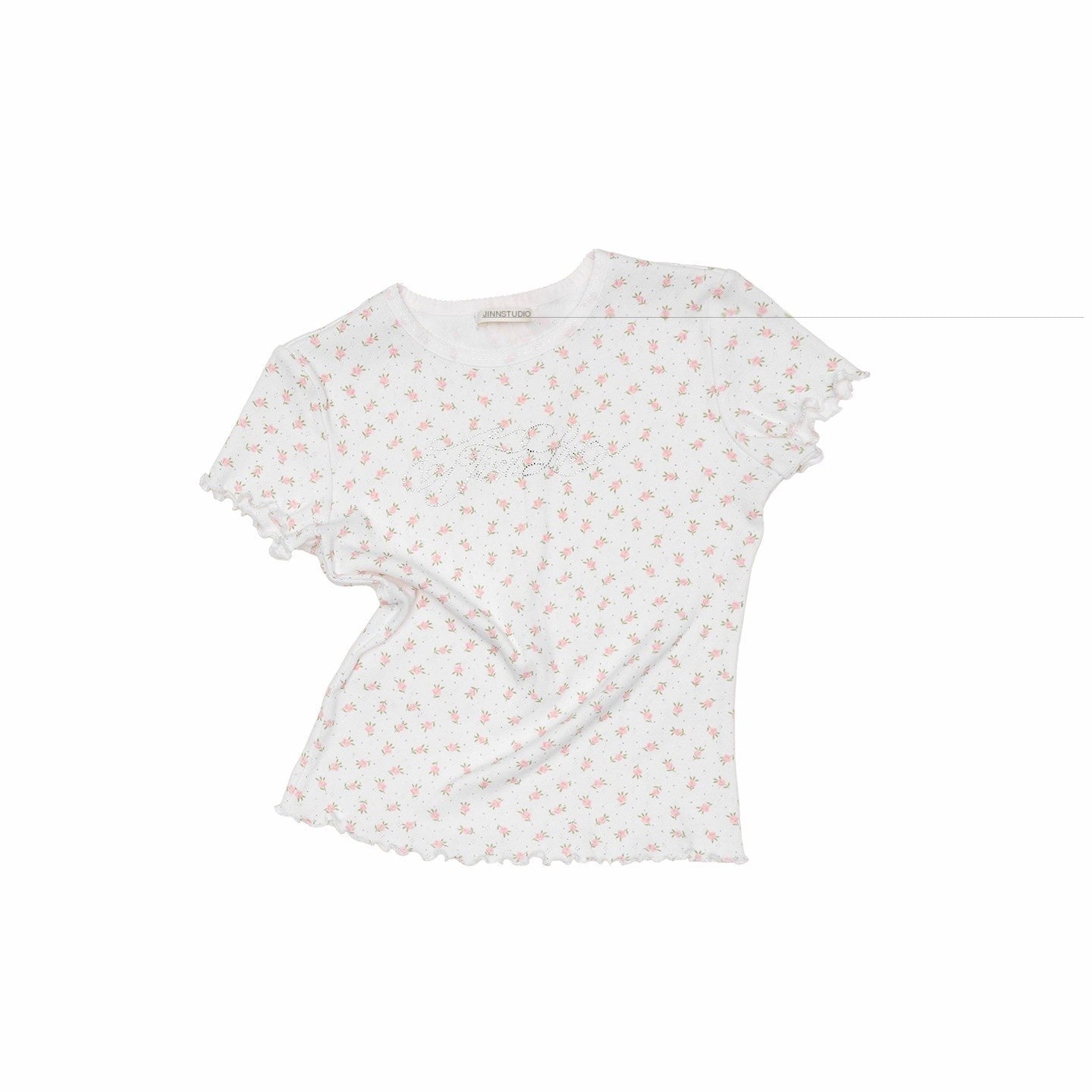 1JINN_STUDIO_Rhinestone_Heart_Lace_Short_Sleeve_Slim_Fit_Women&