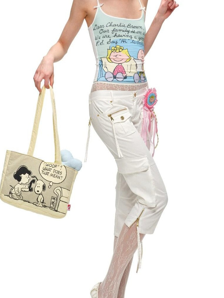 1JINN STUDIO Ribbon Tie Cargo Multi Pocket Stretch Slim Straight Women&