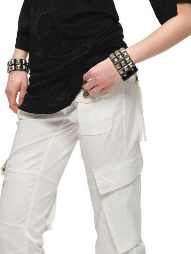 1JINN STUDIO Ribbon Tie Cargo Multi Pocket Stretch Slim Straight Women&