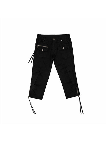 1JINN STUDIO Ribbon Tie Cargo Multi Pocket Stretch Slim Straight Women&