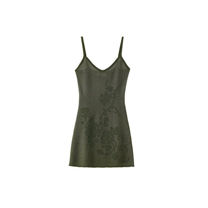 1JINN_STUDIO_Rose_Floral_Knitted_Cutout_Shimmer_V-neck_Waist_Cinch_Women&