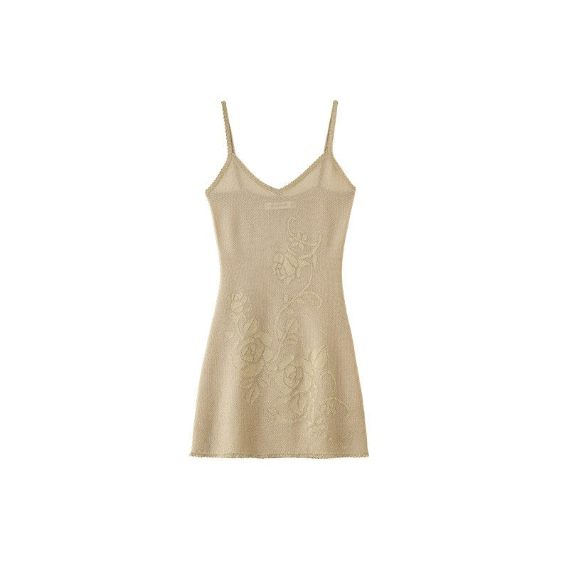 1JINN_STUDIO_Rose_Floral_Knitted_Cutout_Shimmer_V-neck_Waist_Cinch_Women&