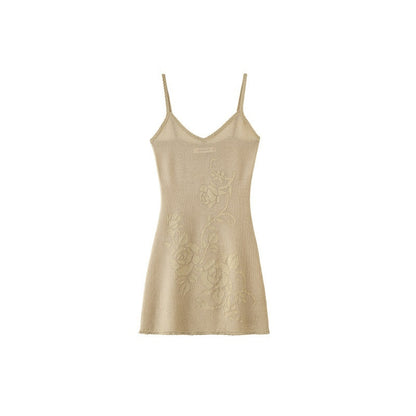 1JINN_STUDIO_Rose_Floral_Knitted_Cutout_Shimmer_V-neck_Waist_Cinch_Women&